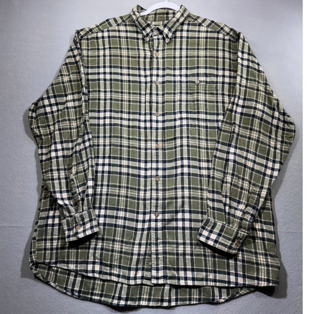 Wrangler Rugged Wear 90s Style Flannel Shirt Mens 2XT Green Plaid Cotton